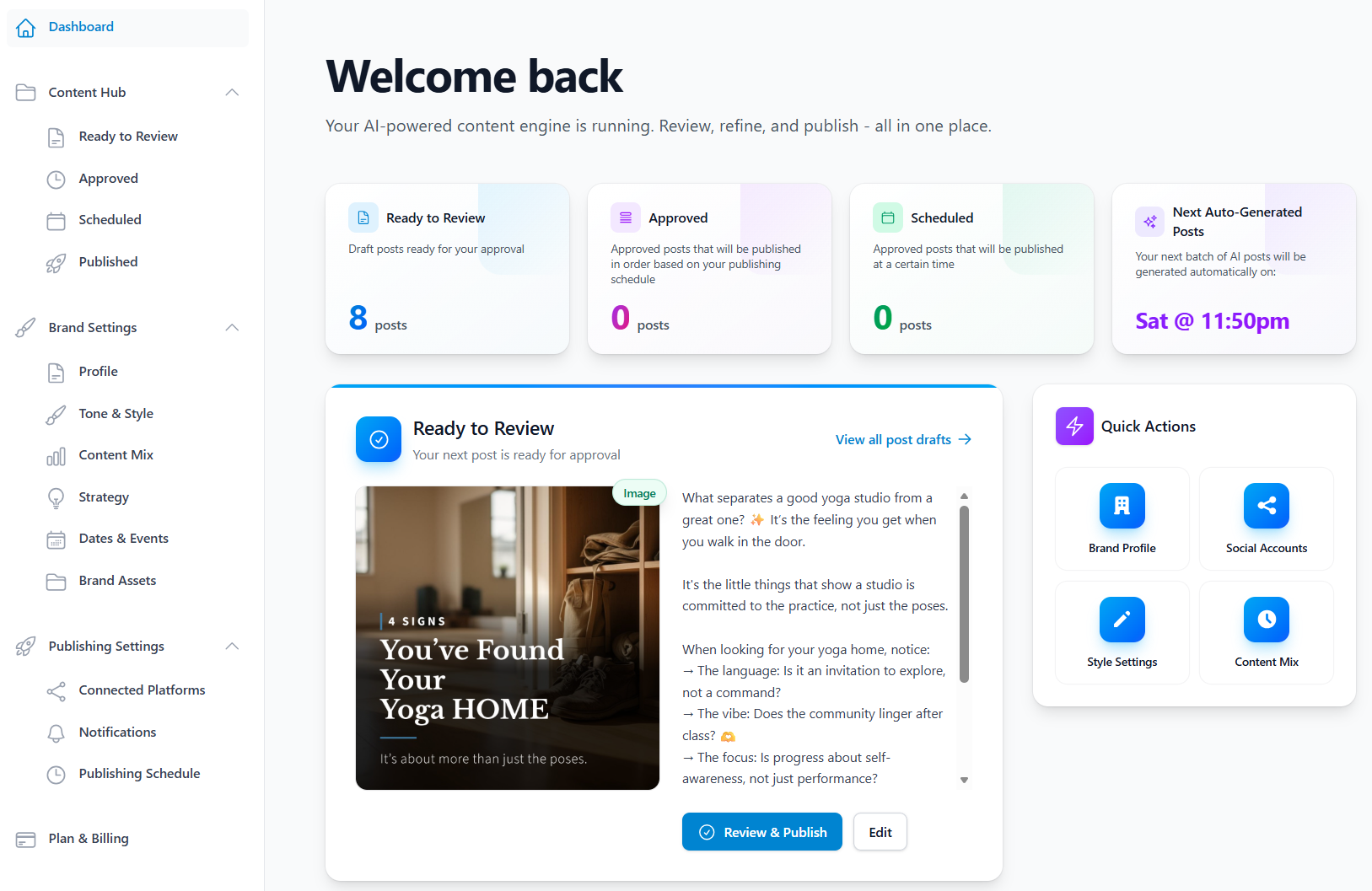 Social Intern dashboard screenshot